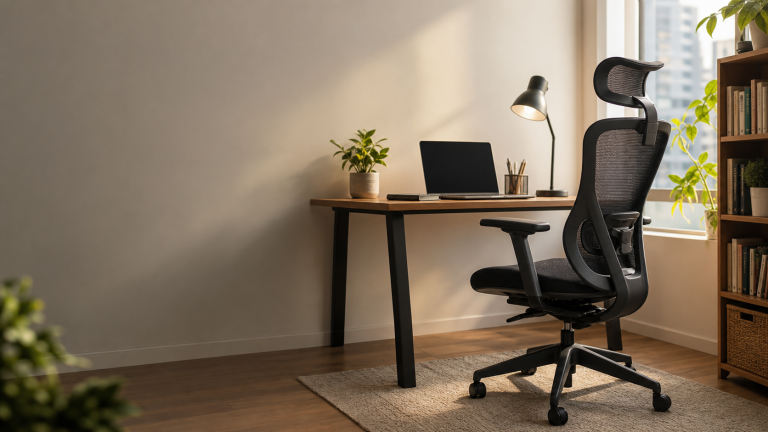 Best affordable desk chair​ cover image showing a work chair in a real desk setup with posture-friendly cues, not an isolated floating product shot