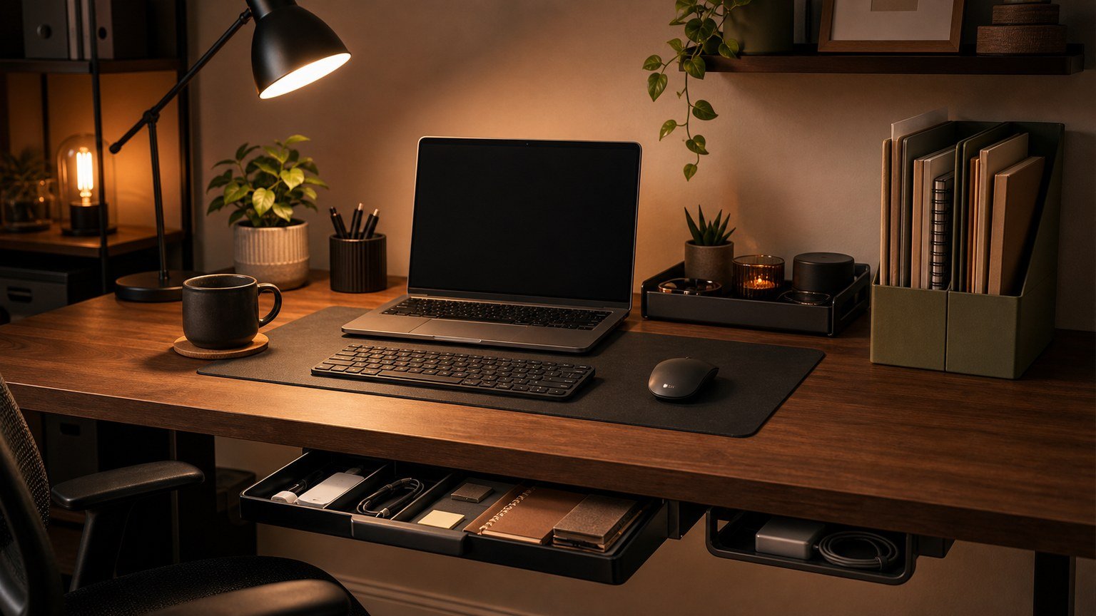 How to Hide Office Clutter on a Desk Without Making Everything Hard to Reach AI cover image