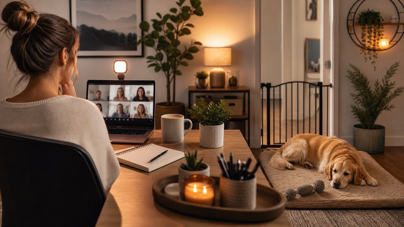 How to Keep a Dog Calm During Video Calls AI cover image