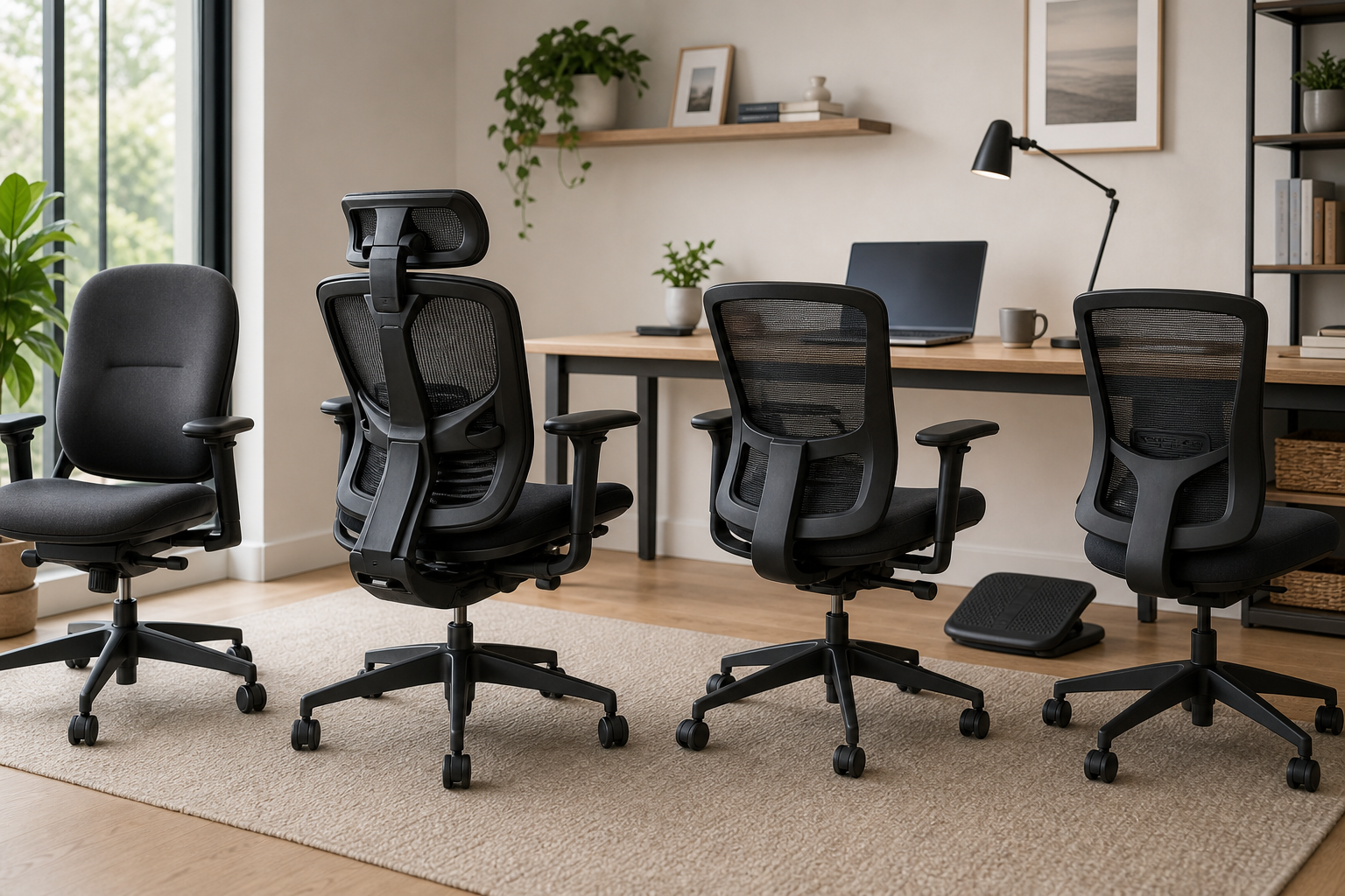 Ergonomic desk chairs compared in a home office