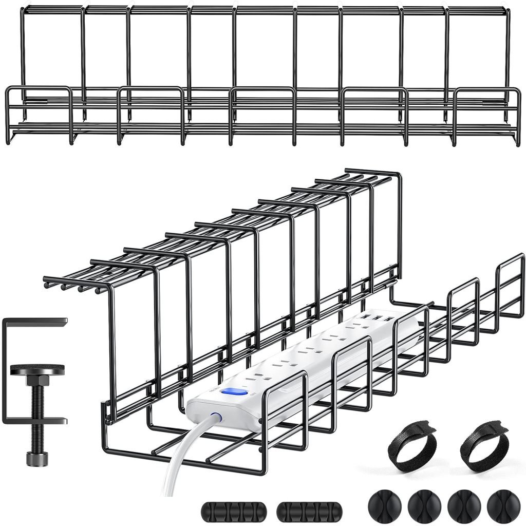 Yecaye No Drill Under Desk Cable Management Tray